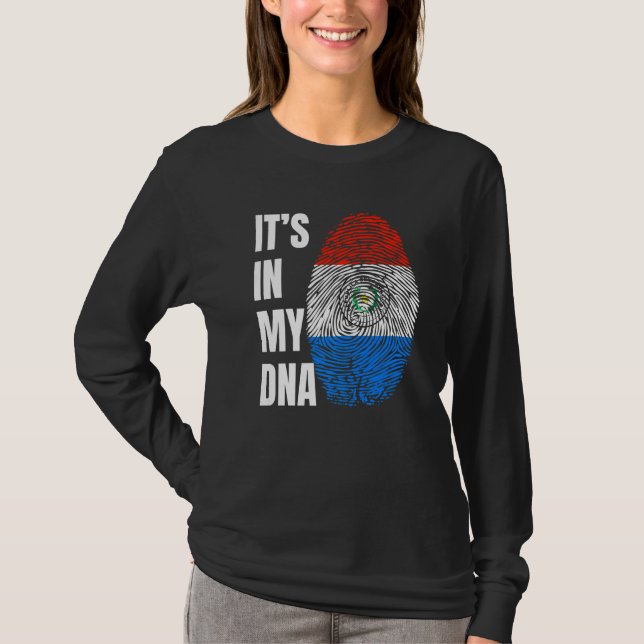 Fingerprint DNA Biometry Flag Paraguay   T-Shirt (Vorderseite)