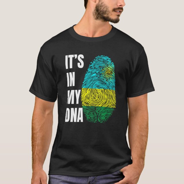 Fingerprint DNA Biometry Flag Rwanda T-Shirt (Vorderseite)