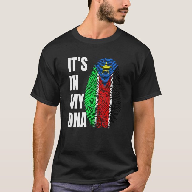 Fingerprint DNA Biometry Flag South Sudan   T-Shirt (Vorderseite)