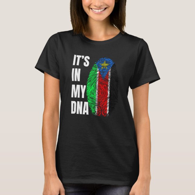 Fingerprint DNA Biometry Flag South Sudan   T-Shirt (Vorderseite)