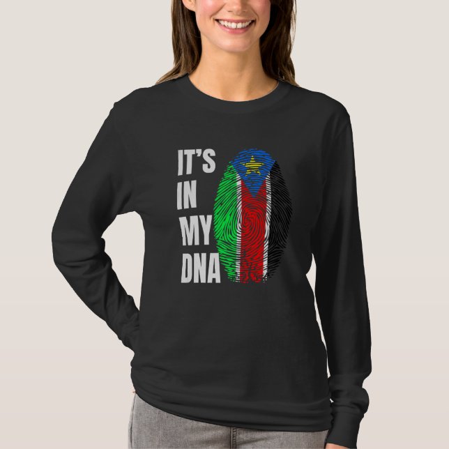 Fingerprint DNA Biometry Flag South Sudan   T-Shirt (Vorderseite)