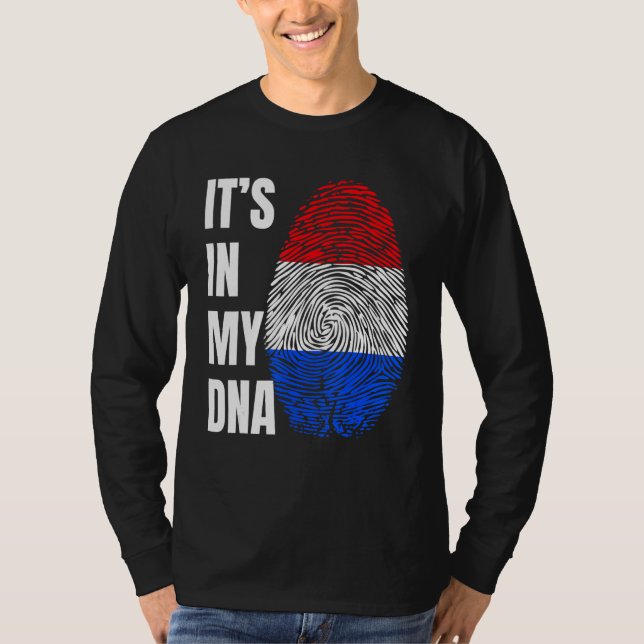 Fingerprint DNA Biometry Holland Flag Netherlands T-Shirt (Vorderseite)
