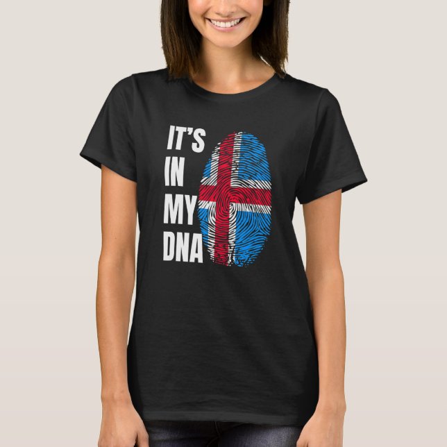 Fingerprint DNA Biometry Iceland Flag   T-Shirt (Vorderseite)