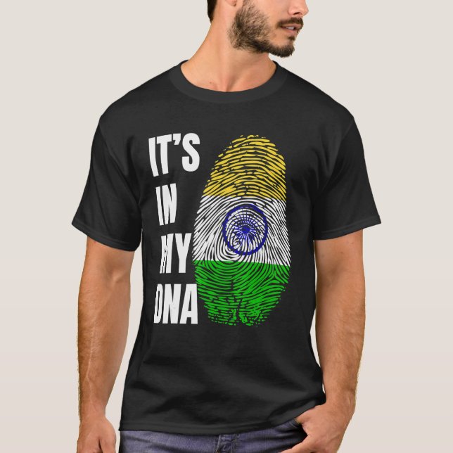 Fingerprint DNA Biometry Indian Flag India T-Shirt (Vorderseite)