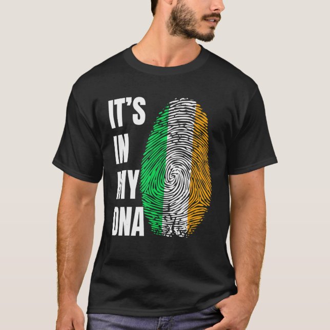 Fingerprint DNA Biometry Irish Flag Ireland T-Shirt (Vorderseite)