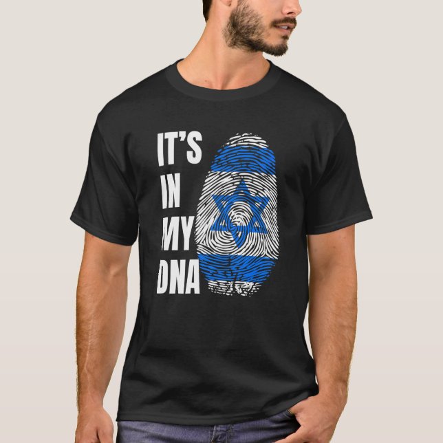 Fingerprint DNA Biometry Israel Flag T-Shirt (Vorderseite)