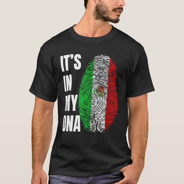 Fingerprint DNA Biometry Mexican Flag Mexico T-Shirt (Vorderseite)
