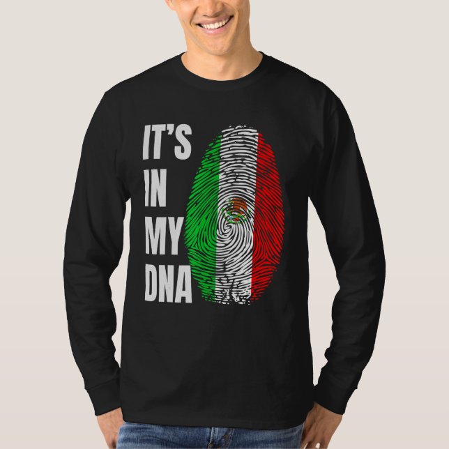 Fingerprint DNA Biometry Mexican Flag Mexico T-Shirt (Vorderseite)