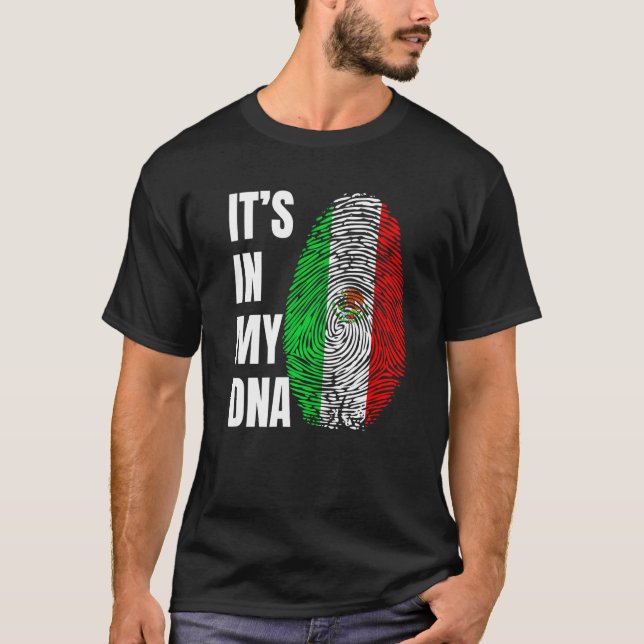 Fingerprint DNA Biometry Mexican Flag Mexico   T-Shirt (Vorderseite)