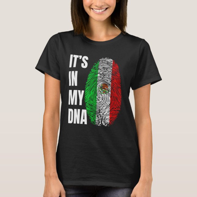 Fingerprint DNA Biometry Mexican Flag Mexico T-Shirt (Vorderseite)