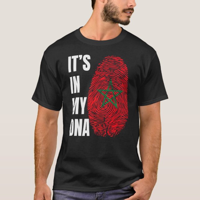 Fingerprint DNA Biometry Moroccan Flag Morocco   T-Shirt (Vorderseite)