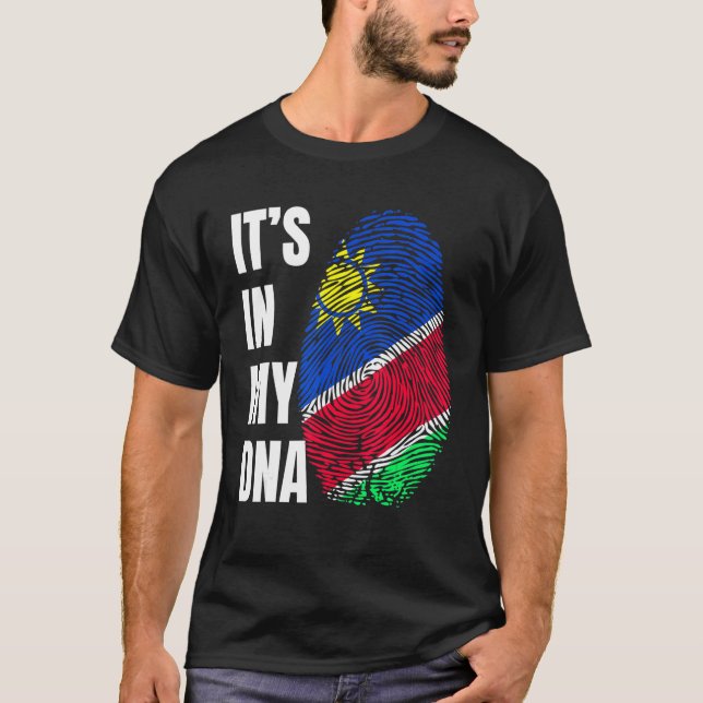 Fingerprint DNA Biometry Namibia Flag T-Shirt (Vorderseite)
