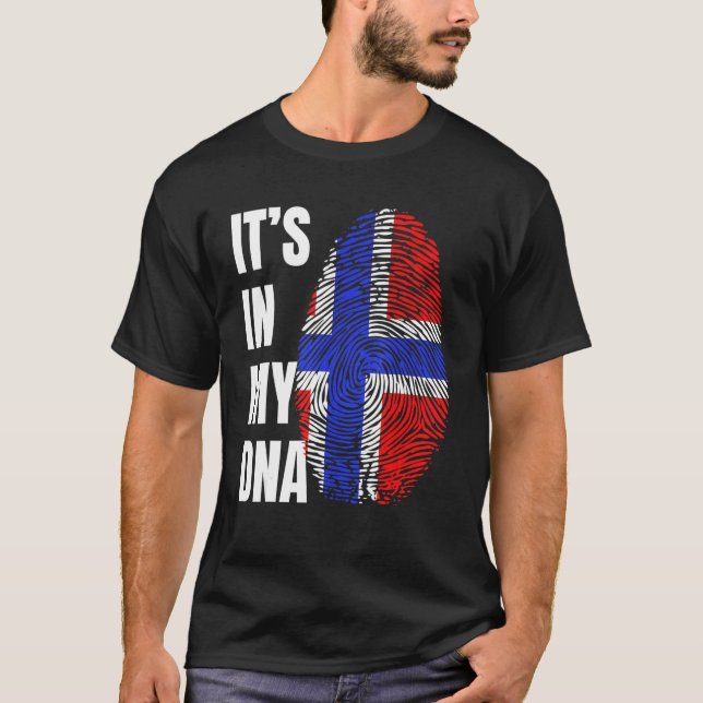 Fingerprint DNA Biometry Norwegian Flag T-Shirt (Vorderseite)