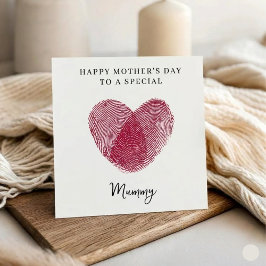 Fingerprint Heart Happy Mother's Day Card Feiertagskarte