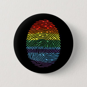 Fingerprint LGBTQ Proud Gay Lesbian Rainbow Pride Button