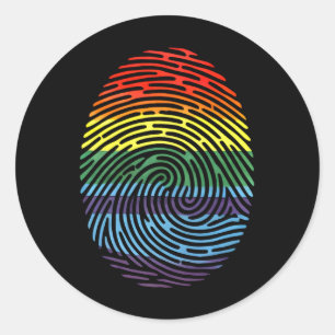 Fingerprint LGBTQ Proud Gay Lesbian Rainbow Pride Runder Aufkleber