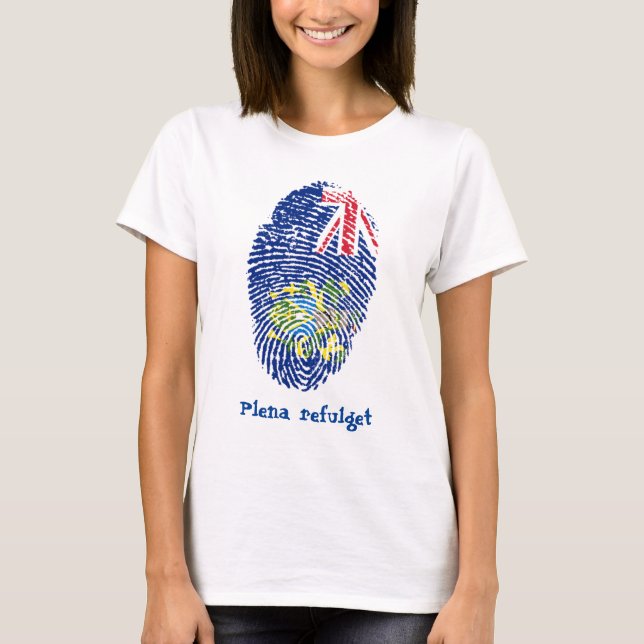 Fingerprint "Plena refulget" von Pitcairn Flag T-Shirt (Vorderseite)