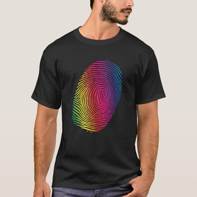 Fingerprint Pride Lgbtq Rainbow Transgender Bisexu T-Shirt (Vorderseite)