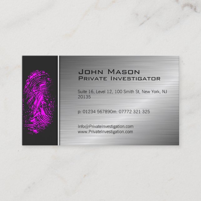 Fingerprint Private Investigator Business Card Visitenkarte (Vorderseite)
