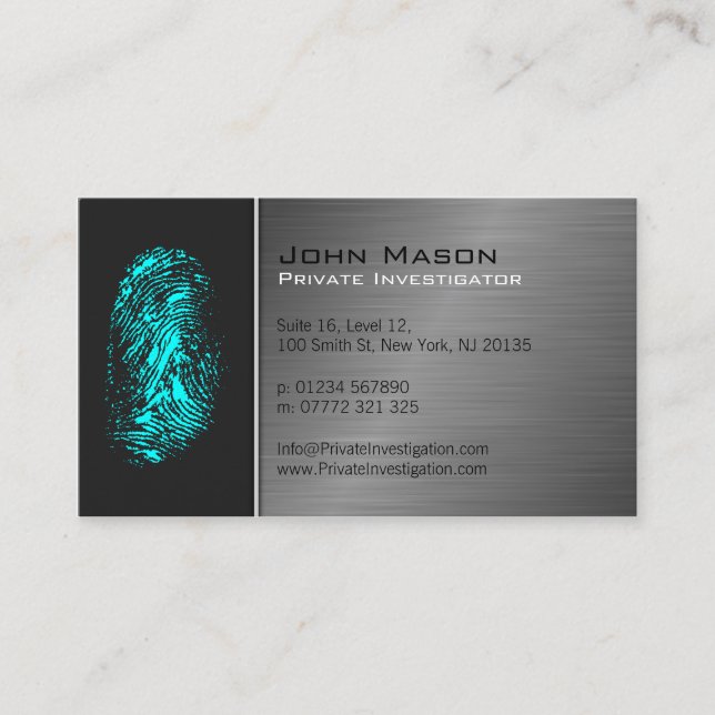 Fingerprint Private Investigator Business Card Visitenkarte (Vorderseite)