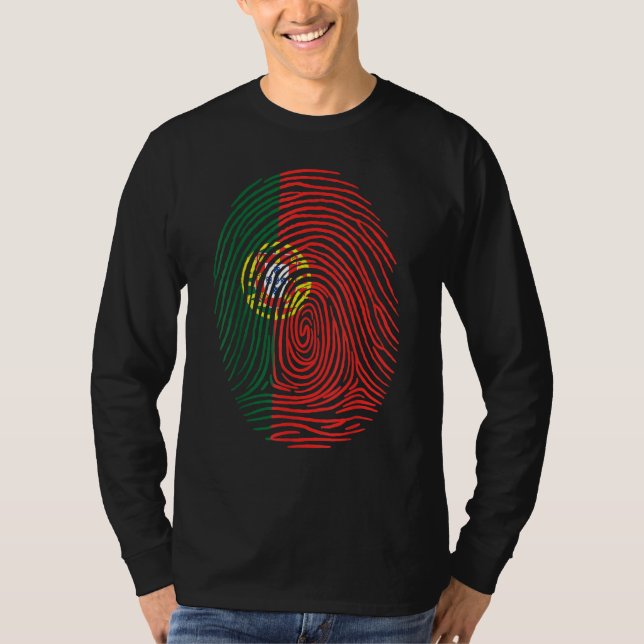 Fingerprint Proud Portuguese Roots Portugal Flag T-Shirt (Vorderseite)