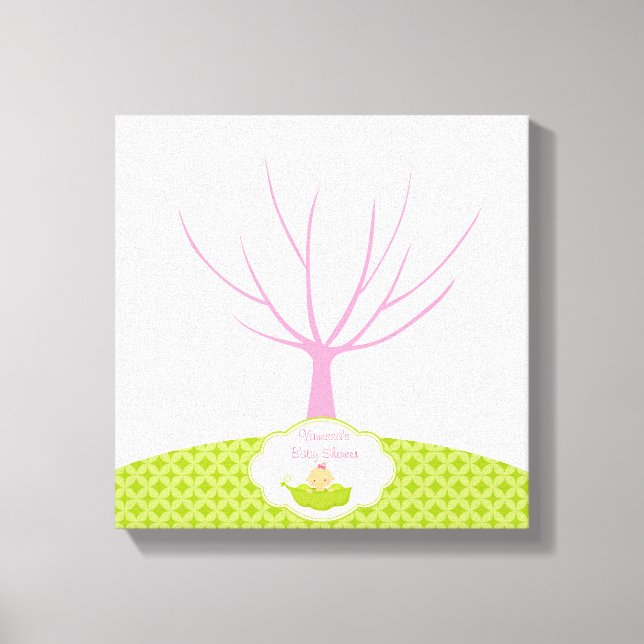 Fingerprint Tree Baby Shower Gästebuch Pea Pod (Vorderseite)