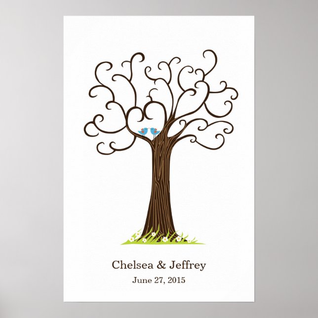Fingerprint Tree (Heartastic Dark Brown) Poster (Vorne)