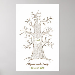 Fingerprint Tree Wedding Green Poster