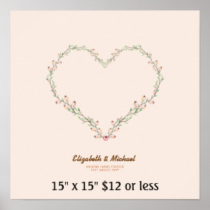 Fingerprint Tree Wreath Heart Budget Coral Poster