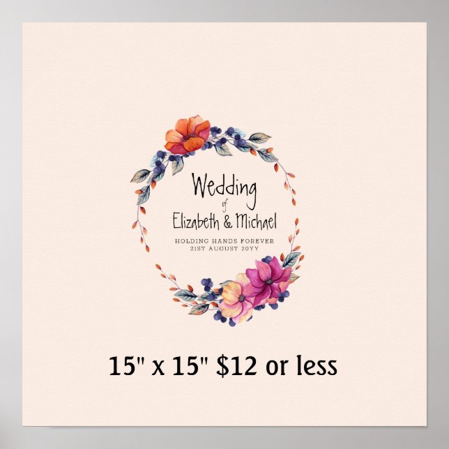 Fingerprint Tree Wreath Lila Orange Guestbook Poster (Vorne)