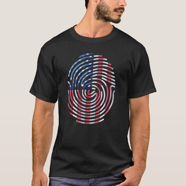 Fingerprint usa American Flag 4. Juli T-Shirt (Vorderseite)