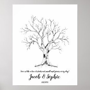 fingerprint wedding guest book tree hand drawn poster