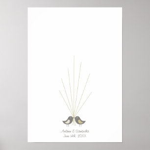 Fingerprint Wedding Guestbook Love Birds Poster