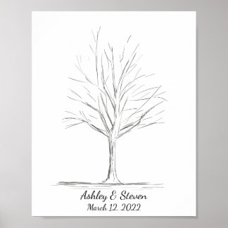 Fingerprint Wedding Guestbook Tree Poster