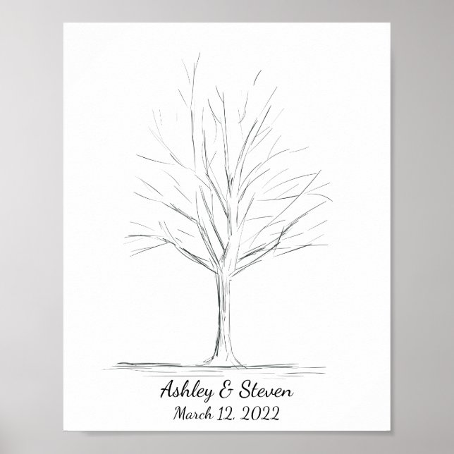 Fingerprint Wedding Guestbook Tree Poster (Vorne)