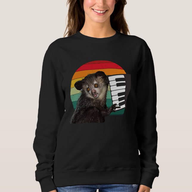 Fingers Animal Aye aye Piano Retro Men Women Kids Sweatshirt (Vorderseite)