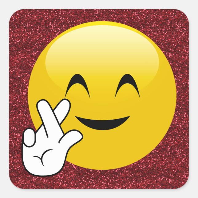 Fingers Crossed Red Glitzer Stickers (Vorderseite)