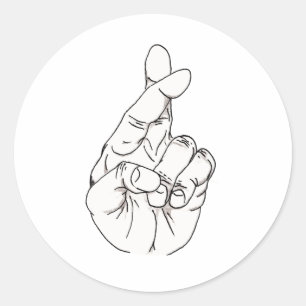 Fingers Crossed Runder Aufkleber