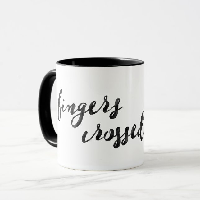 Fingers Crossed Typografie Tasse (Vorderseite Links)