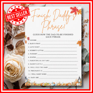 FINISH DADDY'S PHRASE Baby Shower Game PUMPKIN Einladung