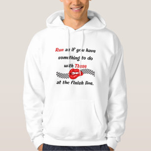Finish Line Funny Sarcastic Red Lips Zitat laufen Hoodie