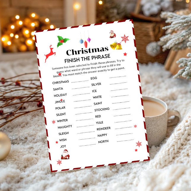 Finish The phrase Christmas Party game card Einladung (Von Creator hochgeladen)