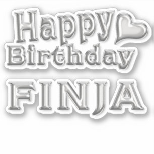 Finja Happy Birthday silver Aufkleber Sticker