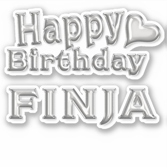 Finja Happy Birthday silver Aufkleber Sticker (Vorderseite)