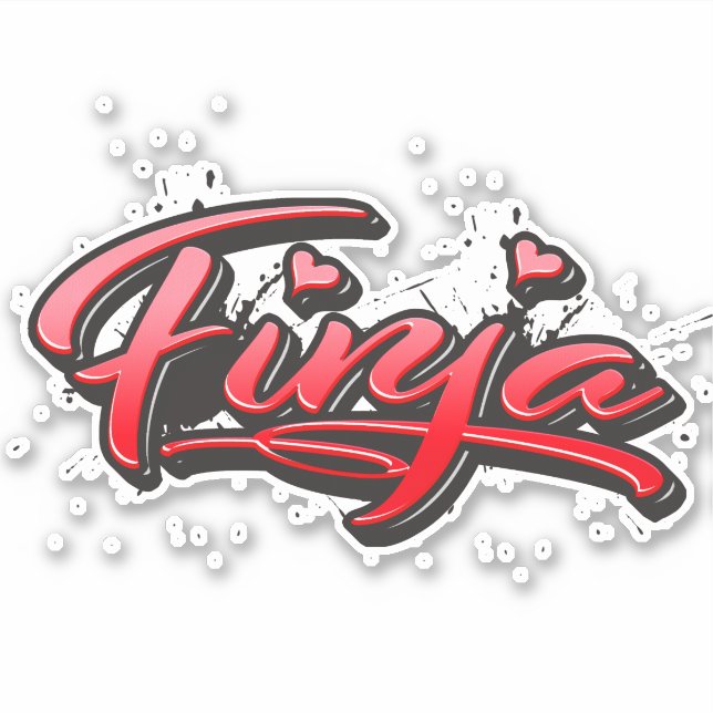 Finja red Heart Graffiti Aufkleber Sticker (Vorderseite)