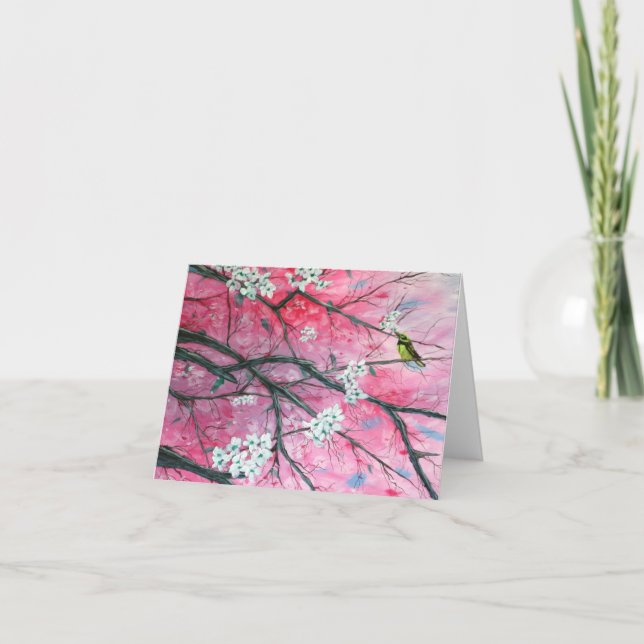 Fink unter der Kirschblüten-Anmerkungs-Karte Karte (Vorderseite)