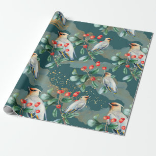 Finkenvogel, Weihnachtsgebirge, rote Beere Geschenkpapier