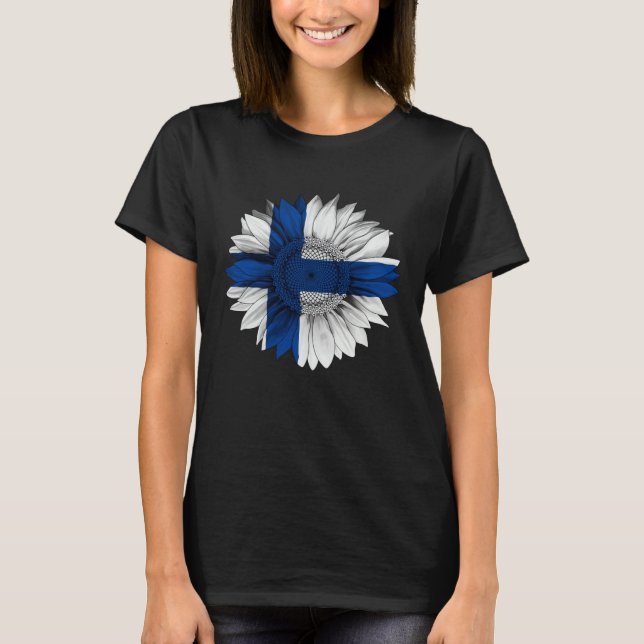 Finland Flag Sunflower Finn Roots Proud Patriotic T-Shirt (Vorderseite)