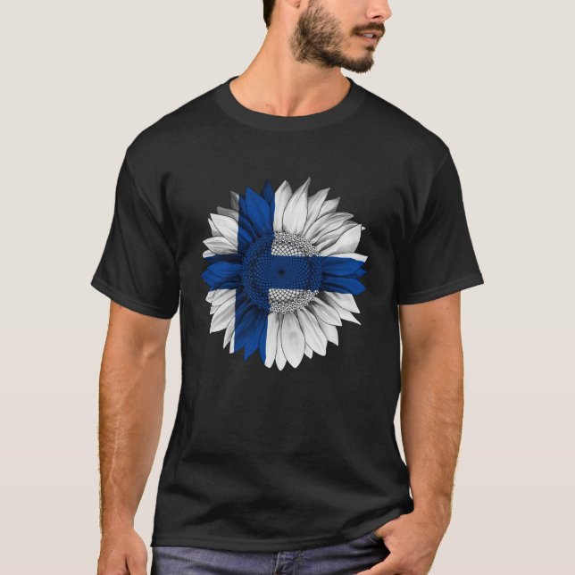 Finland Flag Sunflower Finn Roots Proud Patriotic T-Shirt (Vorderseite)