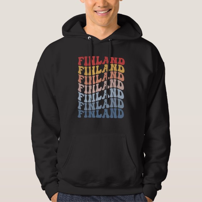 Finland Groovy Retro Finn Hoodie (Vorderseite)